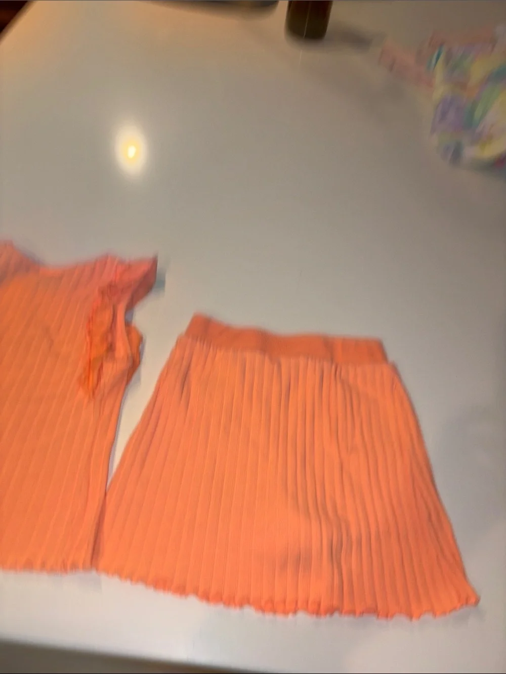 Juicy Couture Girls' Orange Ribbed Ruffle Tank & Skirt Set